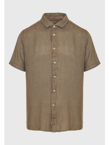 garment dyed κοντομάνικο λινό πουκάμισο