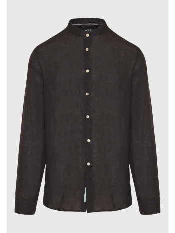 garment dyed λινό πουκάμισο με λαιμό mao
