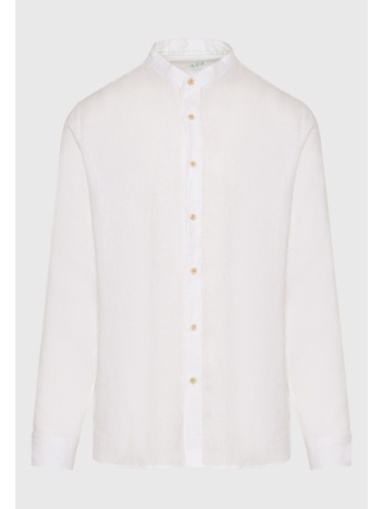 garment dyed λινό πουκάμισο με λαιμό mao