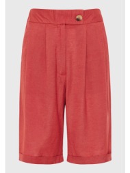 linen blend ψηλόμεσο σορτς με διπλή πιέτα