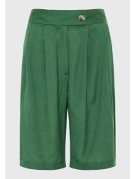 linen blend ψηλόμεσο σορτς με διπλή πιέτα