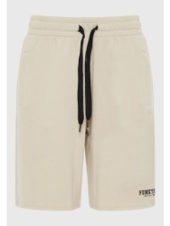 essential wide leg fit αθλητική βερμούδα με raw cuts