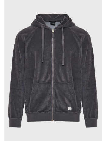 relaxed fit φούτερ ζακέτα σε πετσετέ ύφασμα