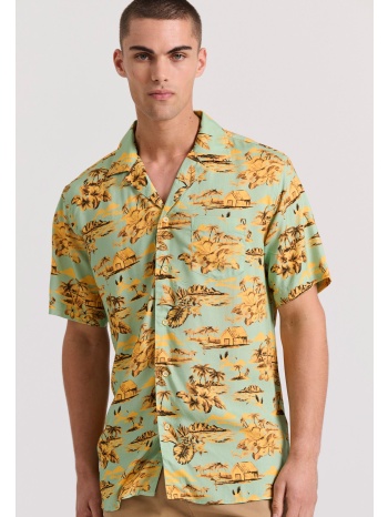 relaxed fit εμπριμέ πουκάμισο από τεχνητό μετάξι