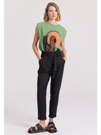 lyocell blend cropped παντελόνι με ζώνη