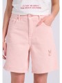 γυναικεία loose fit garment dyed τζιν βερμούδα