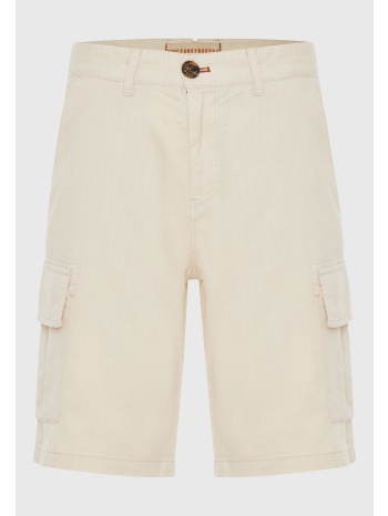relaxed fit linen blend cargo βερμούδα