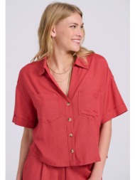 loose fit linen blend πουκάμισο με τσέπες στο στήθος