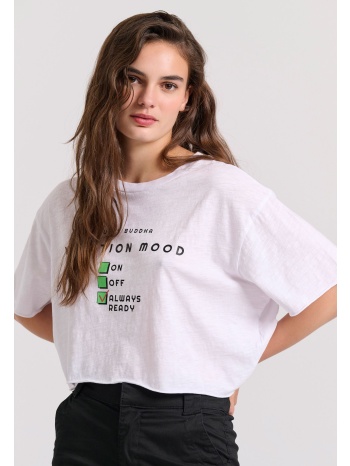 loose fit cropped t-shirt με τύπωμα