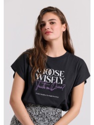 γυναικείο t-shirt με pop art τύπωμα στην πλάτη