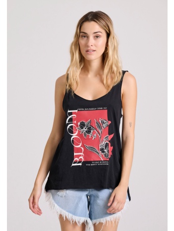 αμάνικο t-shirt με blossom τύπωμα και raw cuts