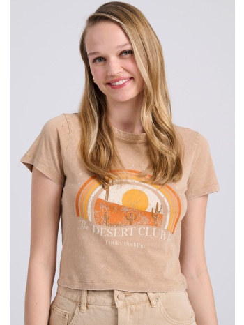 garment dyed t-shirt με desert τύπωμα