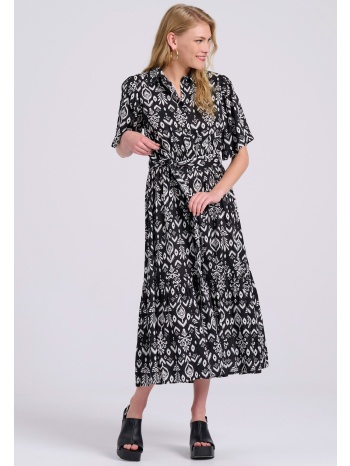 σεμιζιέ εμπριμέ midi φόρεμα με βολάν σε boho look