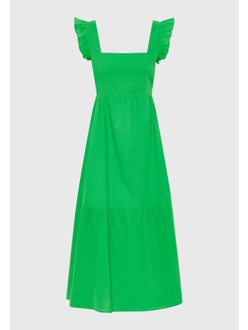 μάξι φόρεμα με βολάν και φιόγκο στην πλάτη