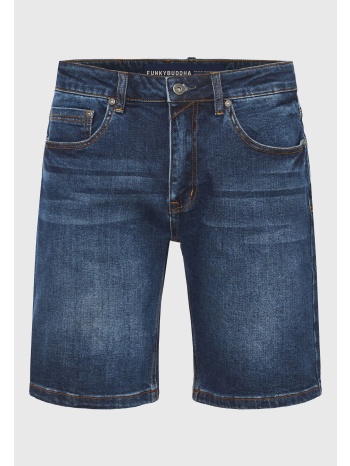 ανδρική τζιν βερμούδα με whisker details