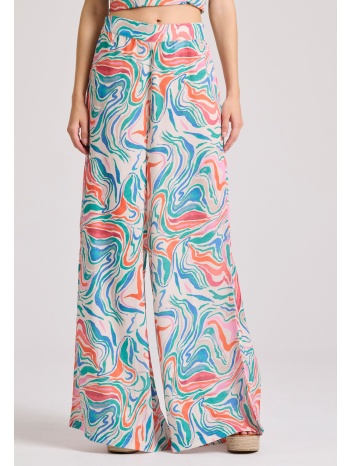 εμπριμέ wide leg παντελόνα
