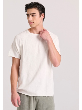 relaxed fit t-shirt με raglan μανίκι και raw cuts
