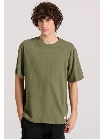relaxed fit linen blend μονόχρωμο t-shirt