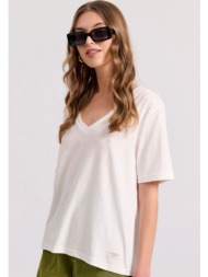 relaxed linen blend μονόχρωμο t-shirt