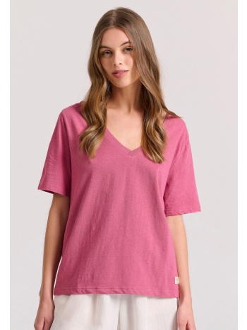 relaxed linen blend μονόχρωμο t-shirt
