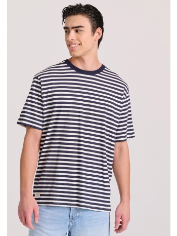 relaxed fit linen blend ριγέ t-shirt