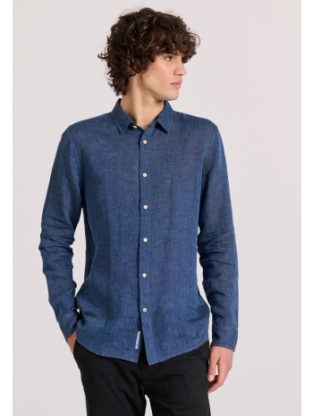 λινό πουκάμισο σε μελανζέ ύφανση