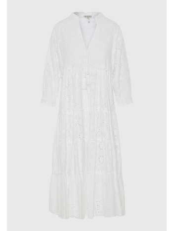 loose fit μάξι embroidery φόρεμα με βολάν