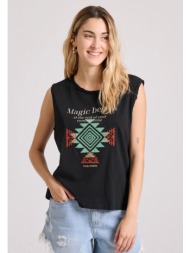 γυναικείο t-shirt με bohemian τύπωμα και raw cuts