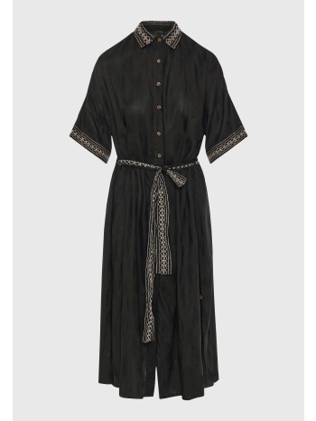 μίντι σεμιζιέ φόρεμα σε ζακάρ ύφανση