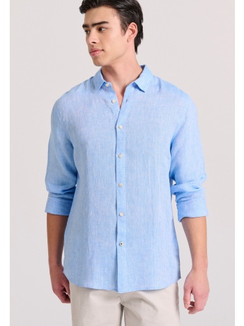 λινό πουκάμισο σε μελανζέ ύφανση