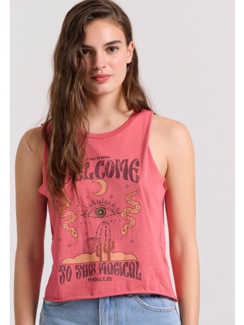 αμάνικο t-shirt με τύπωμα σε boho look