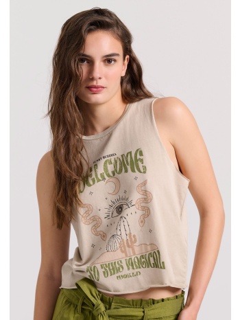 αμάνικο t-shirt με τύπωμα σε boho look