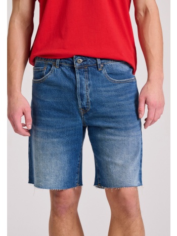 comfort fit τζιν βερμούδα με raw edges