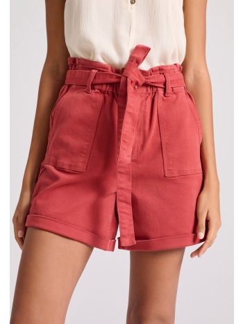 garment dyed τζιν σορτς με δέσιμο στη μέση