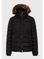 καπιτονέ puffer μπουφάν με αποσπώμενη γούνα