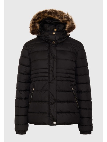 καπιτονέ puffer μπουφάν με αποσπώμενη γούνα
