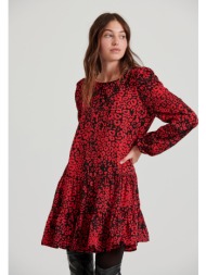 mini φόρεμα με all over τύπωμα και βολάν