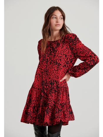 mini φόρεμα με all over τύπωμα και βολάν