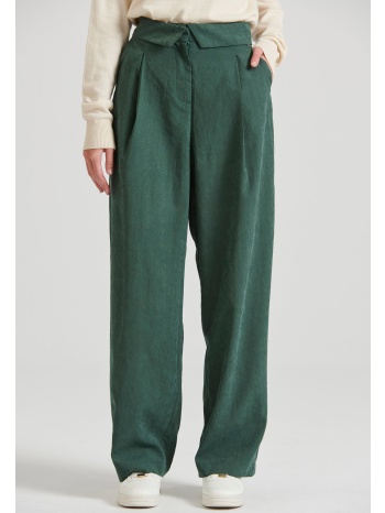 wide leg fit παντελόνι με μονή πιέτα στη μέση