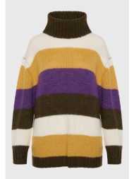 loose fit color block μακρύ πουλόβερ