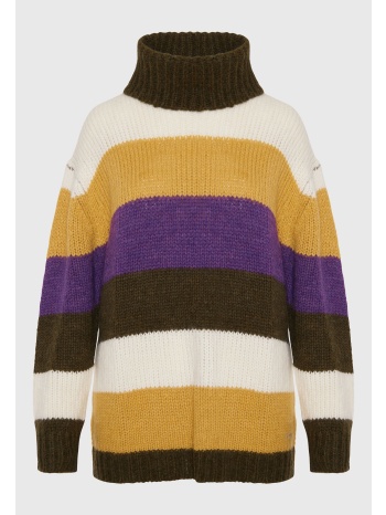 loose fit color block μακρύ πουλόβερ