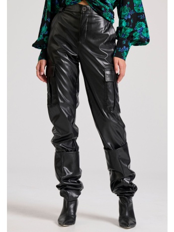 γυναικείο cargo παντελόνι από οικολογικό δέρμα (pu)