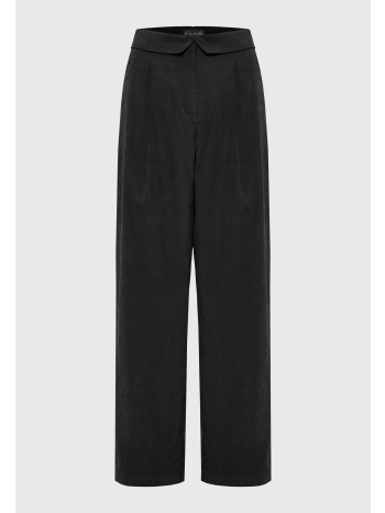 wide leg fit παντελόνι με μονή πιέτα στη μέση