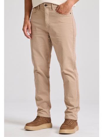 loose tapered fit casual παντελόνι σε ζακάρ ύφανση