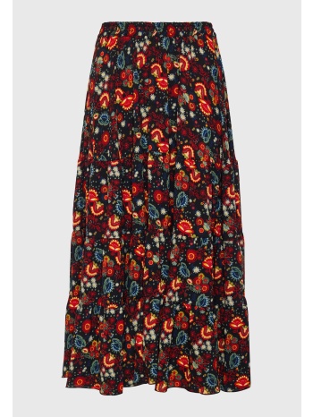 midi εμπριμέ φούστα με βολάν