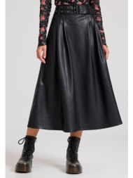 midi φούστα με πιέτες από οικολογικό δέρμα (pu)