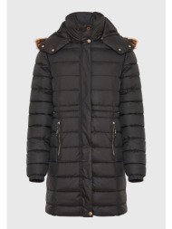long fit puffer μπουφάν με αποσπώμενη γούνα