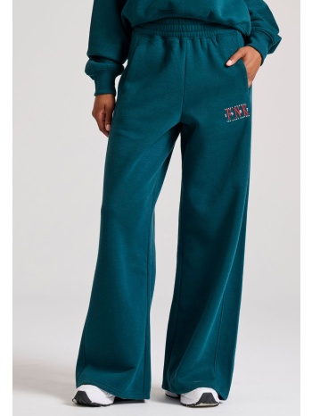 wide leg fit παντελόνι φόρμας με branded κέντημα