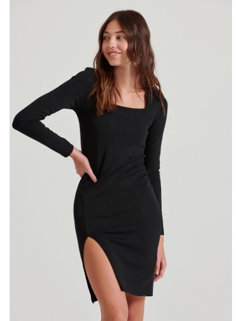 μίντι φόρεμα με σκίσιμο σε rib ύφανση