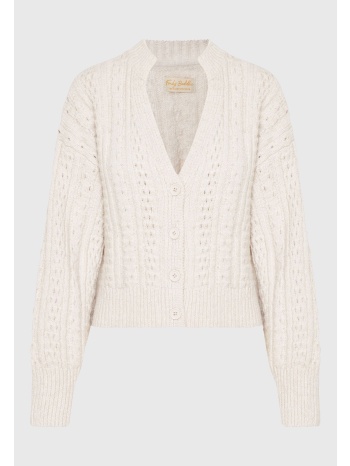 relaxed fit cropped πλεκτή ζακέτα με σχέδιο στην πλέξη